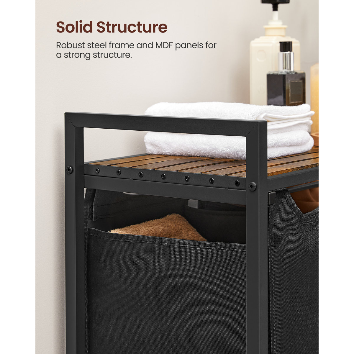 Laundry Hamper with 3 Pull-Out and Removable Bags